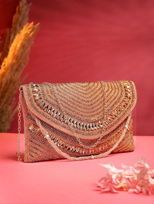 women emmbellished envelope clutch with sling chain - 21918658 -  Standard Image - 0