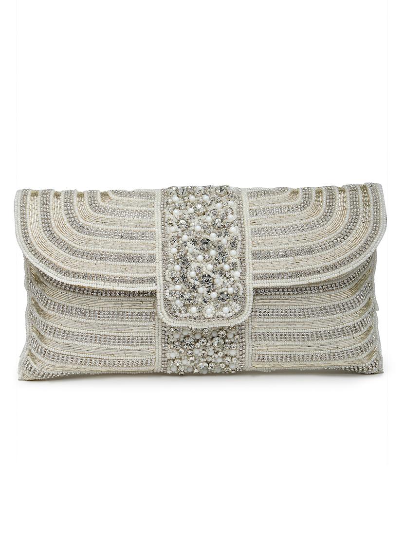 women emmbellished envelope clutch with sling chain - 21918661 - Standard Image - 4