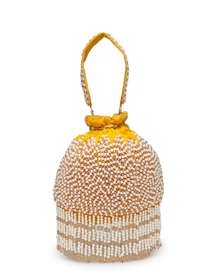 yellow velvet ethnic potli - 21918673 -  Standard Image - 1