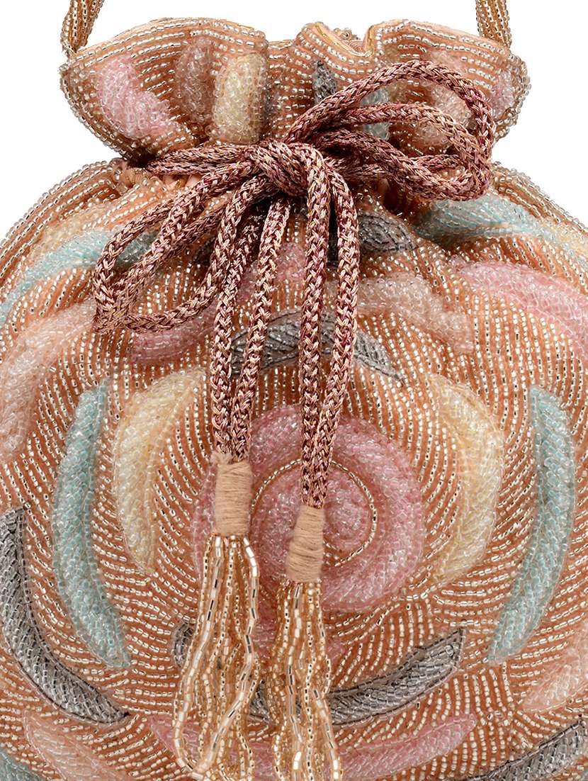 coral faux silk ethnic potli - 21918682 - Standard Image - 6