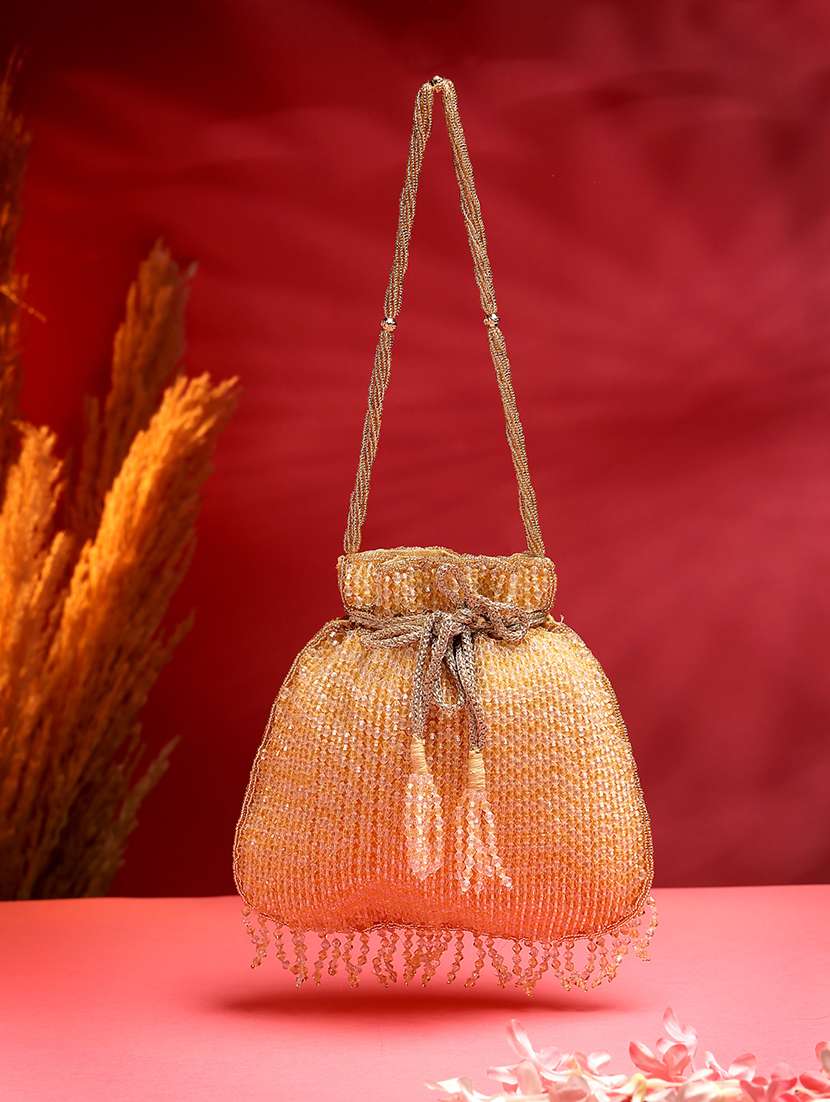 gold faux silk ethnic potli