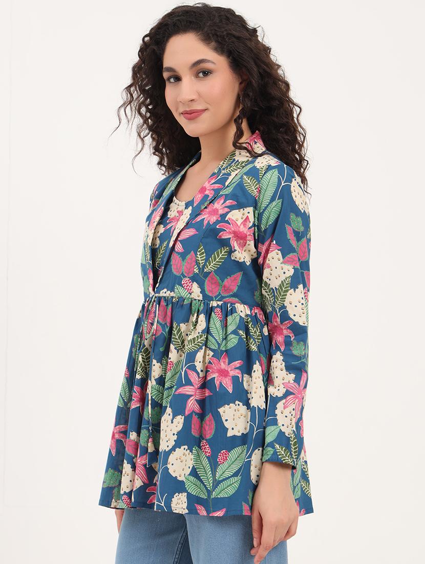 women floral printed long sleeves peplum top - 21918699 -  Standard Image - 1
