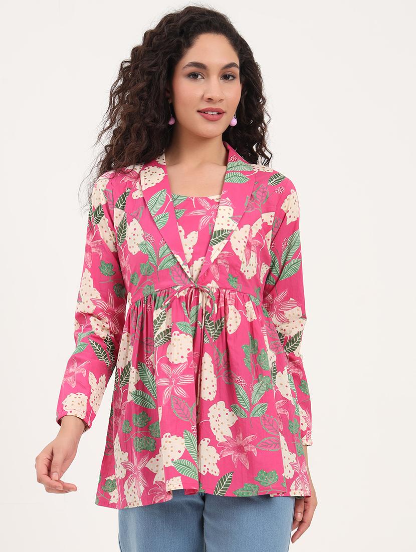 women floral printed long sleeves peplum top - 21918700 - Zoom Image - 0