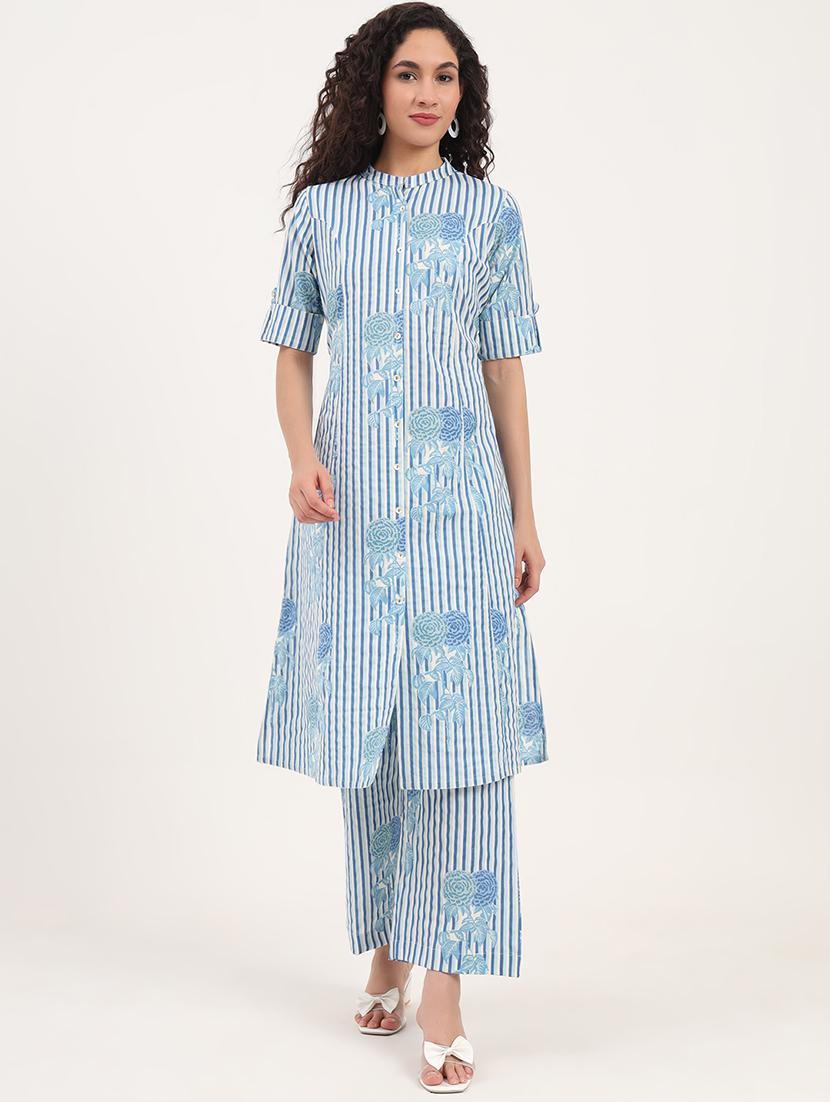 women striped kurta and palazzo co-ord set - 21918706 - Standard Image - 1