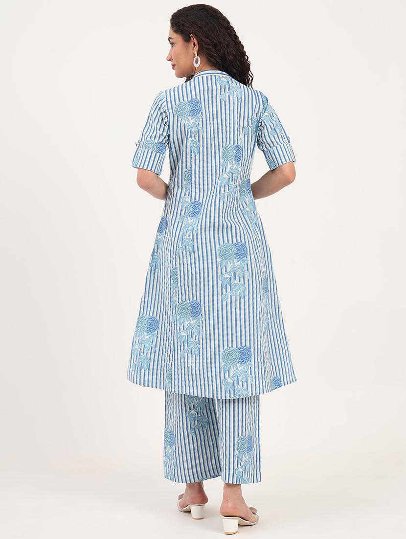 women striped kurta and palazzo co-ord set - 21918706 - Standard Image - 4