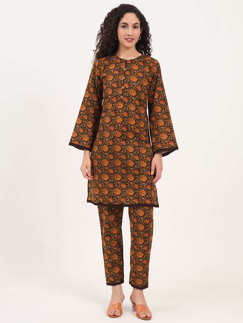 women floral print kurta and pant co-ord set - 21918708 - Standard Image - 1