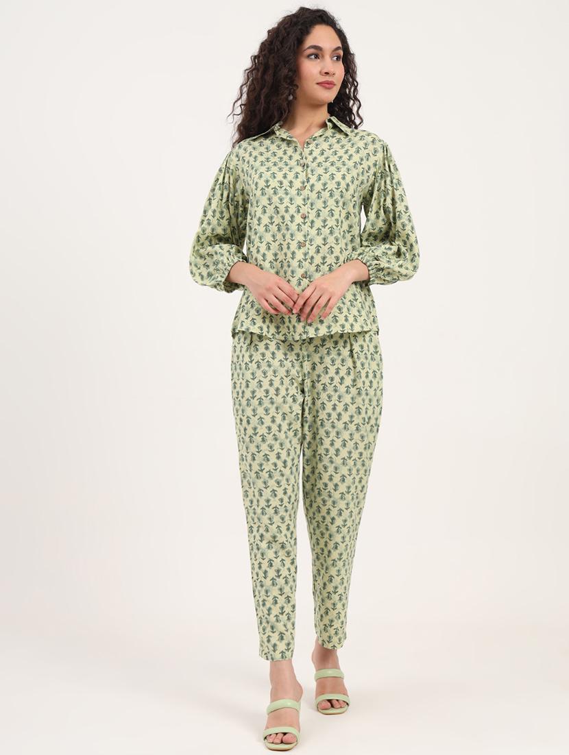 women printed shirt and trouser co-ord set - 21918709 -  Standard Image - 1