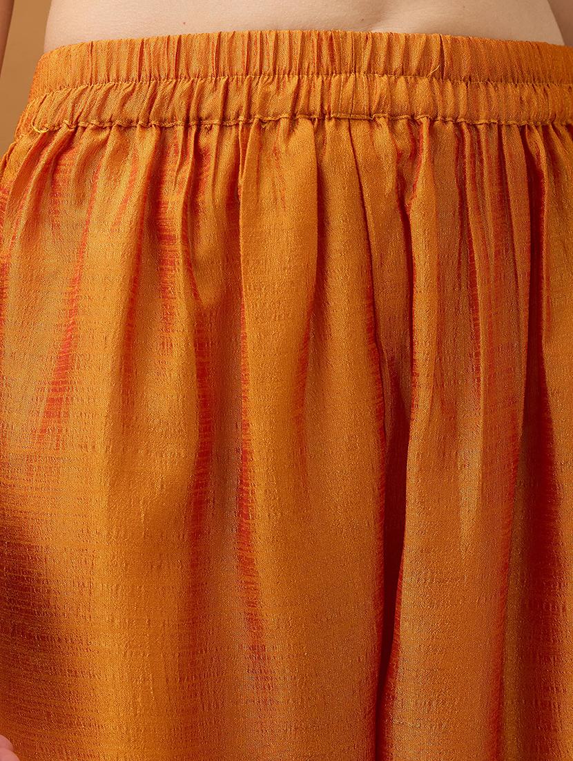 women yellow zari embroidered yoke a-line kurta with pant & contrast dupatta set - 21918791 - Standard Image - 4