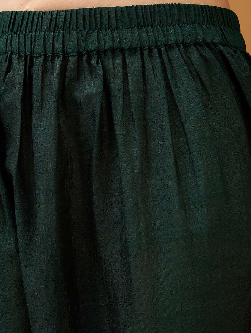 women green sequinned zari embroidered yoke a-line kurta with pant & contrast dupatta set - 21918792 -  Standard Image - 4