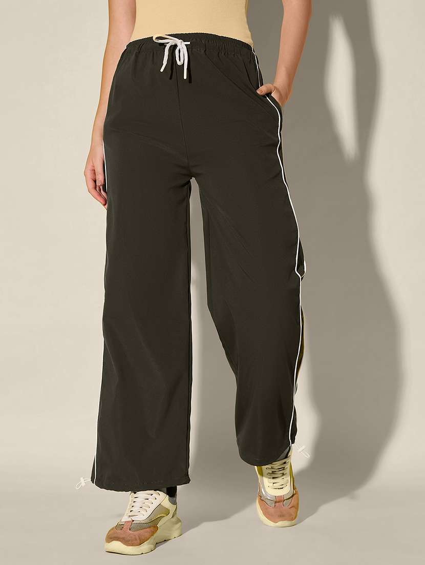 women solid high rise parachute pant - 21918829 - Standard Image - 1