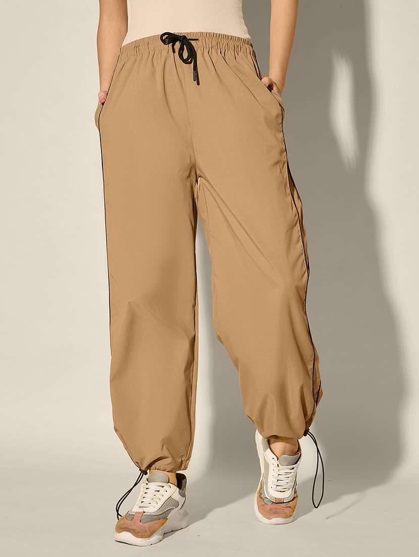 women solid high rise parachute pant - 21918830 - Standard Image - 1