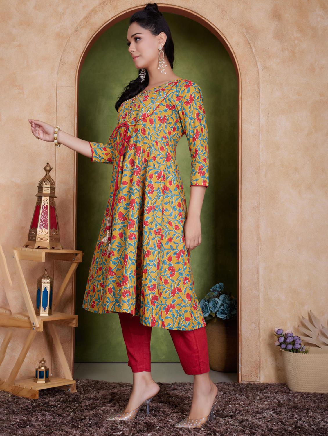women three quarter sleeve kurta pant with dupatta set - 21918853 -  Standard Image - 1