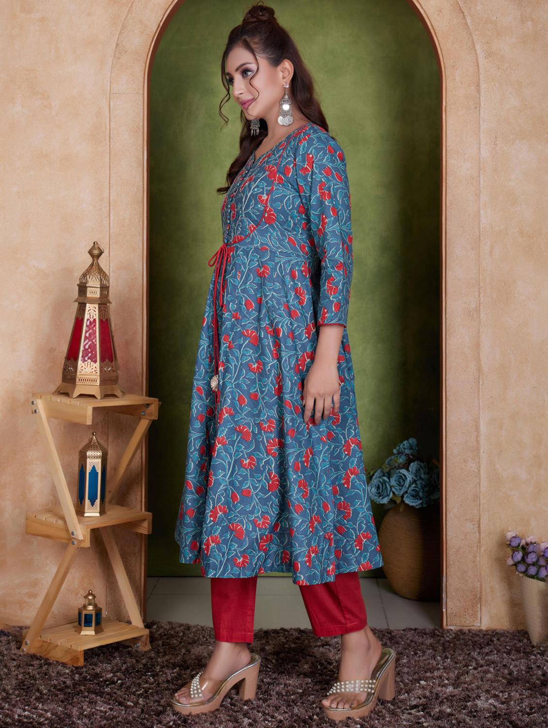 women three quarter sleeve kurta pant with dupatta set - 21918854 -  Standard Image - 1