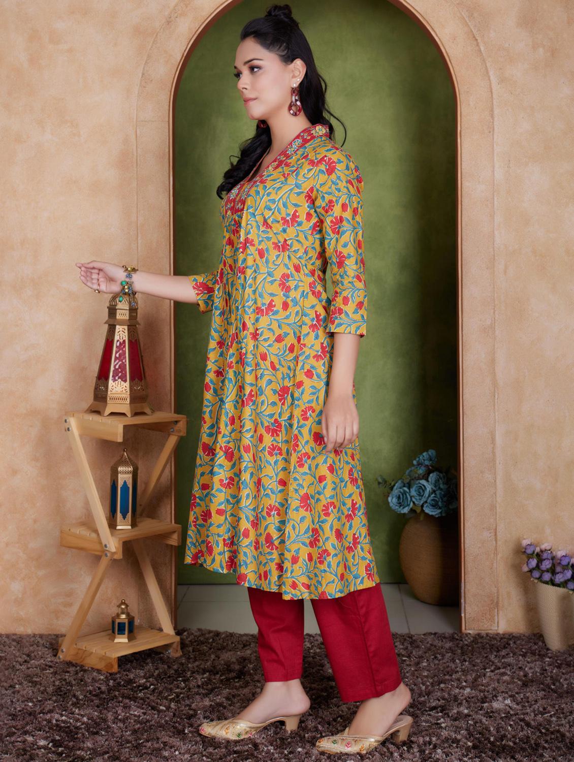 women three quarter sleeve kurta pant with dupatta set - 21918855 - Standard Image - 1