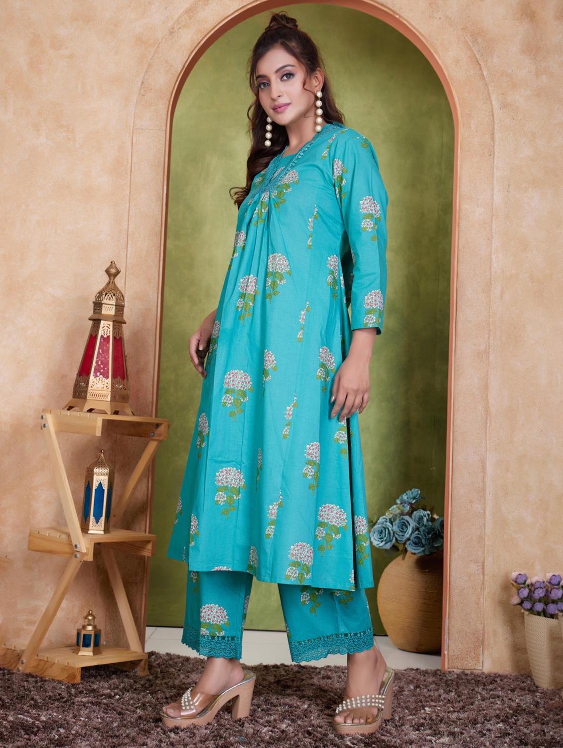 women three quarter sleeve kurta palazzo with dupatta set - 21918857 - Standard Image - 1