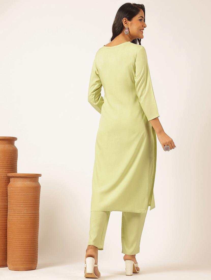 women three quarter sleeve kurta pant set - 21918862 - Standard Image - 4