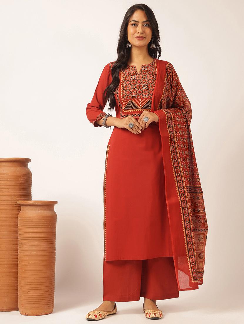 women printed kurta and palazzo with dupatta - 21918869 - Zoom Image - 0