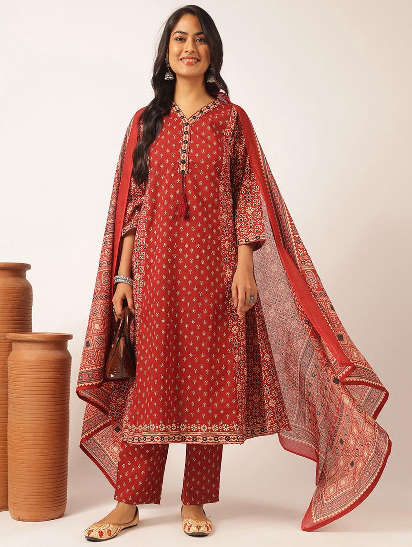 women three quarter sleeve kurta pant with dupatta set - 21918874 - Standard Image - 4