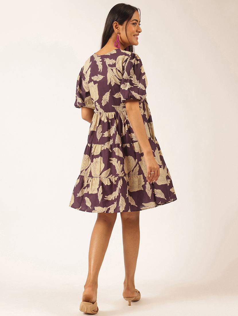 women floral printed puff sleeve tiered dress - 21918913 - Standard Image - 4