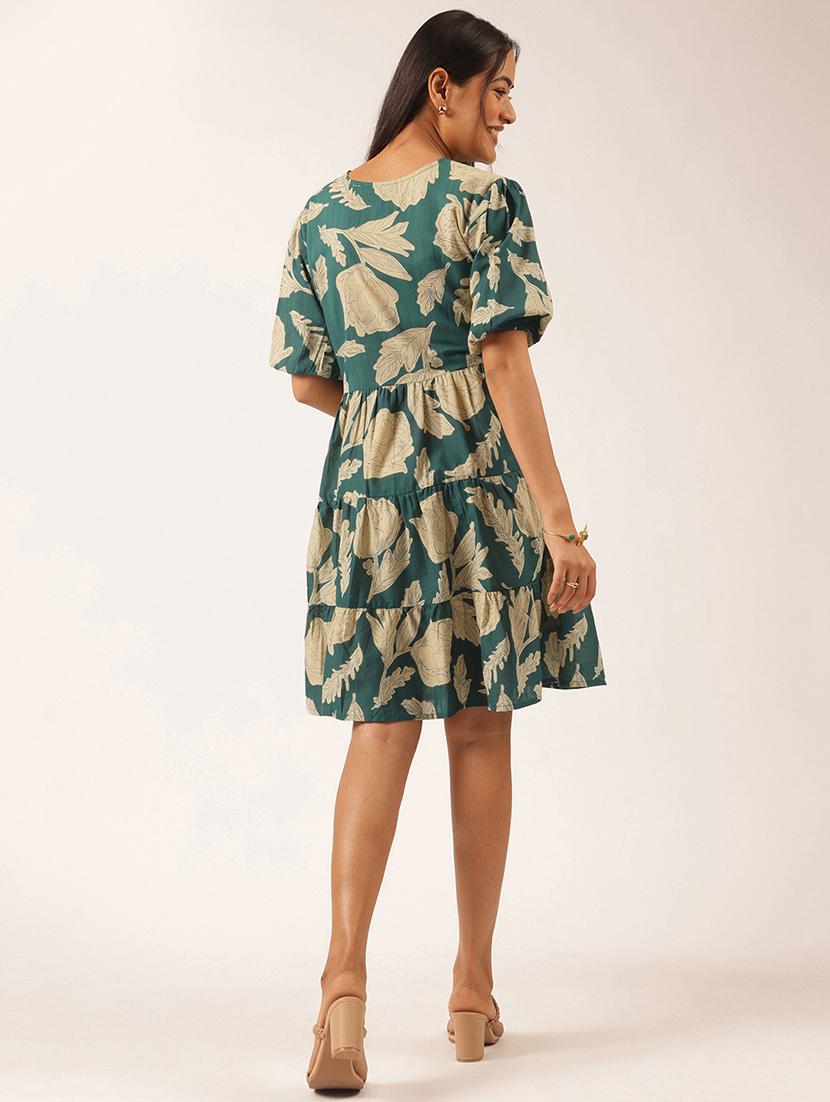 women floral printed puff sleeve tiered dress - 21918914 - Standard Image - 4
