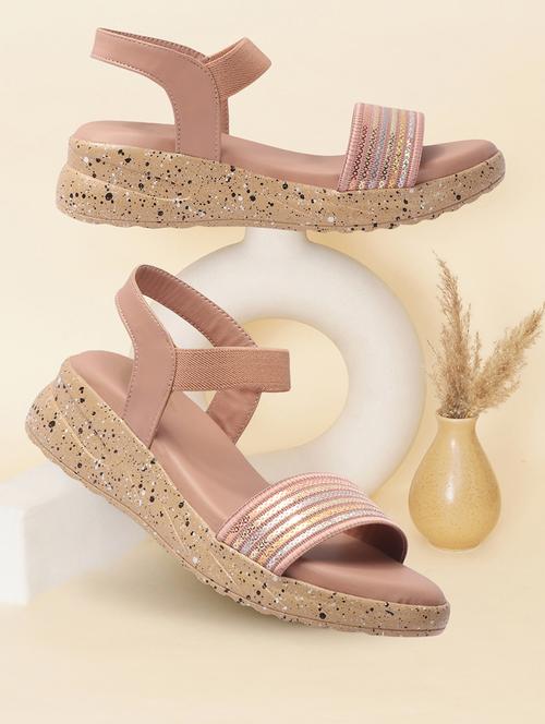 women peach ankle strap wedge - 21918950 -  Standard Image - 0