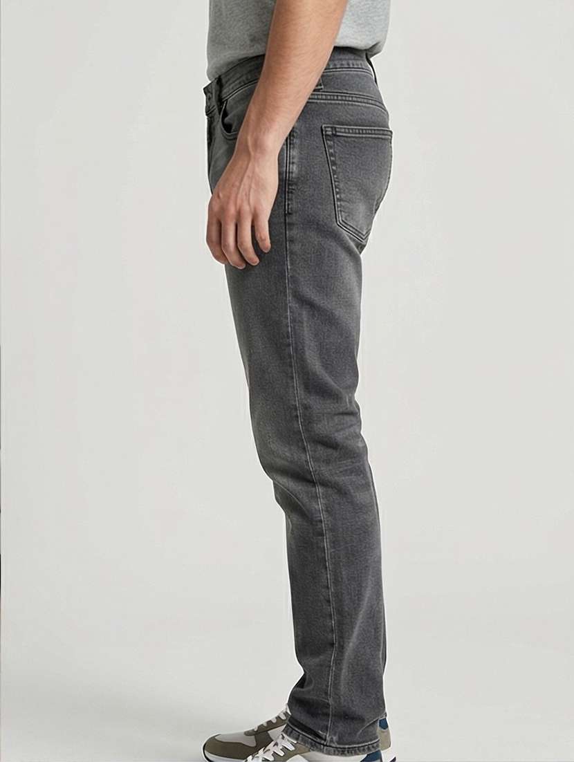 men washed high rise full length tapered jeans - 21919179 -  Standard Image - 1