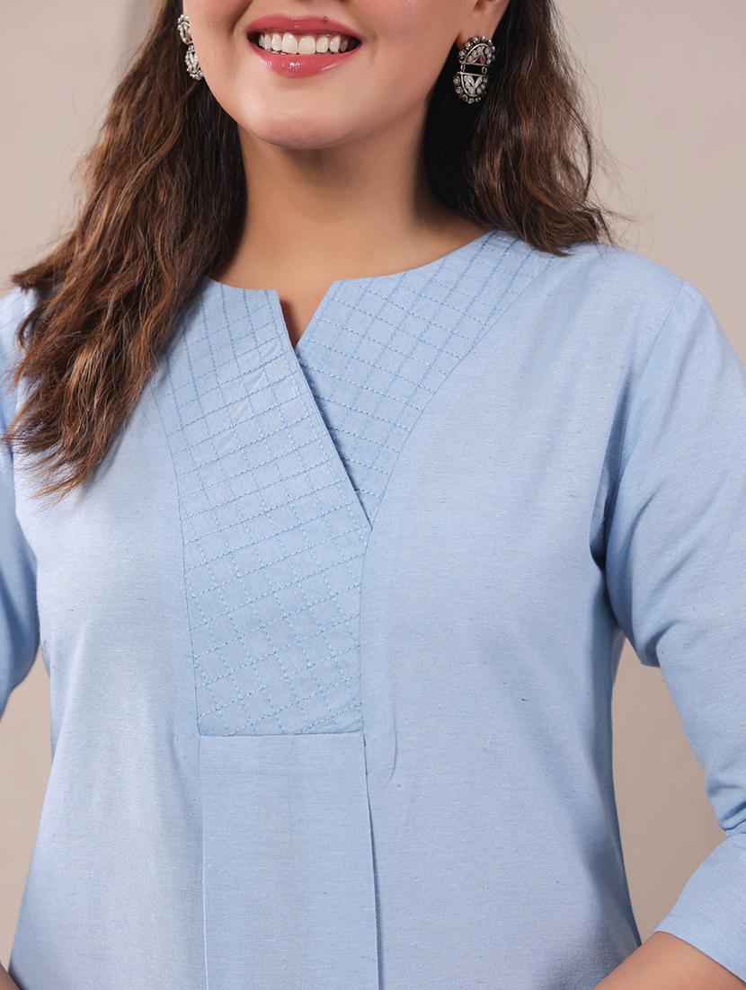 women solid three quarter sleeve kurta pant set - 21919533 - Standard Image - 4