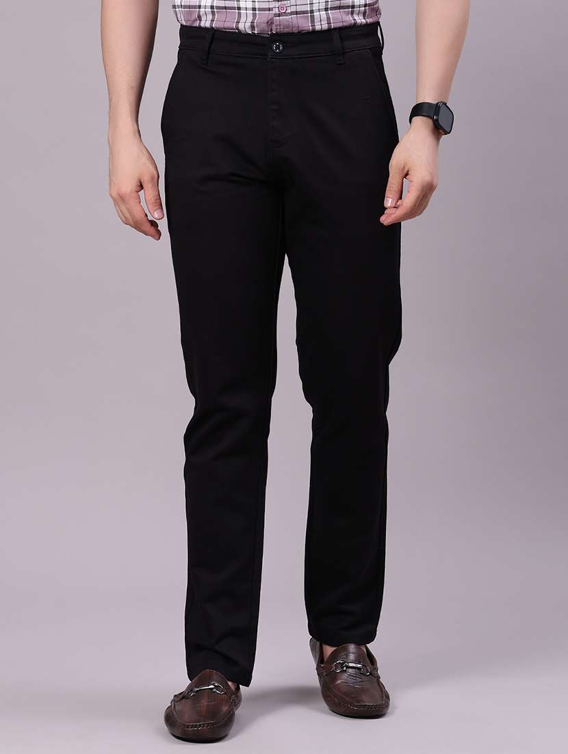 men solid mid rise casual chinos