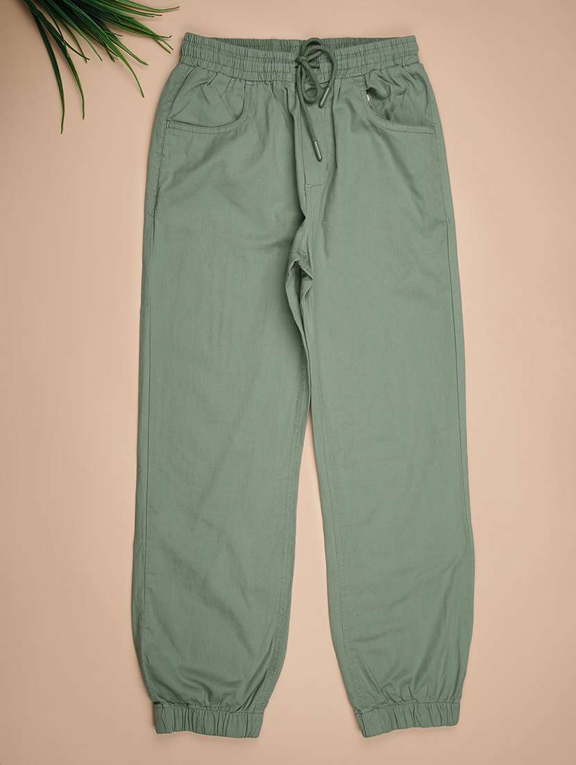 girls solid mid rise relaxed fit jogger - 21919741 -  Standard Image - 1