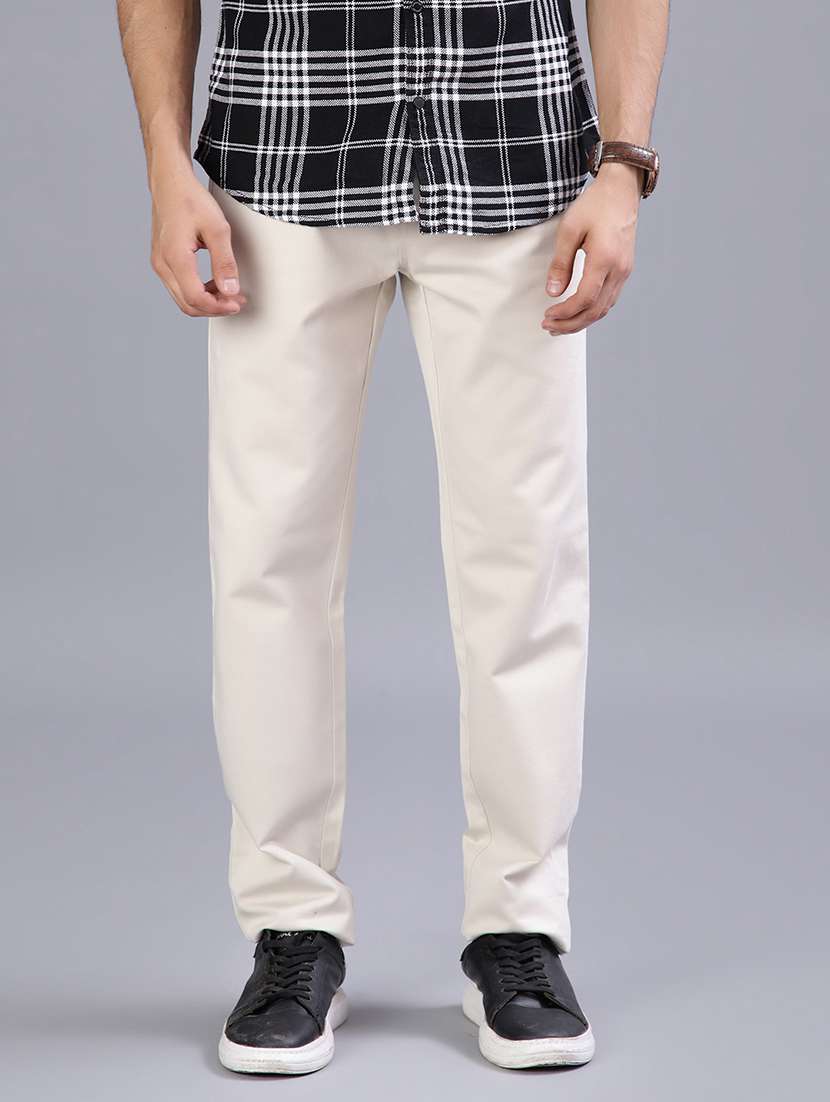 men solid mid rise casual chinos - 21919750 - Standard Image - 1