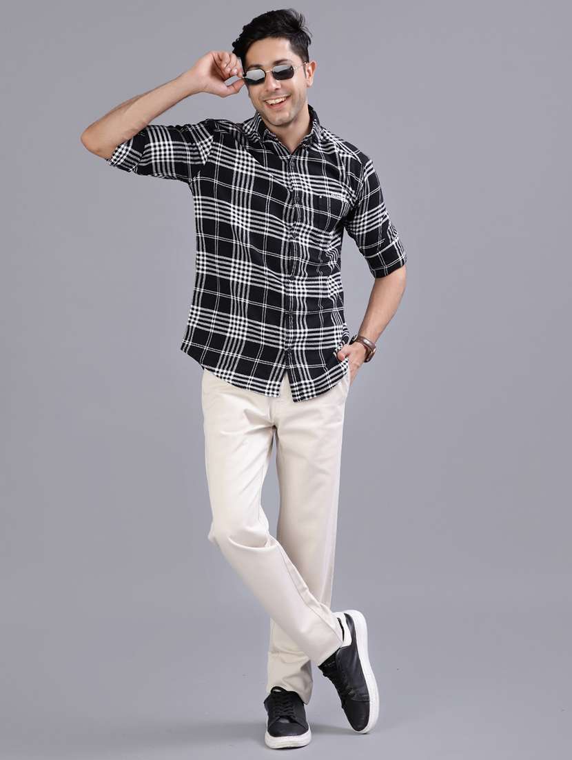 men solid mid rise casual chinos - 21919750 - Standard Image - 4