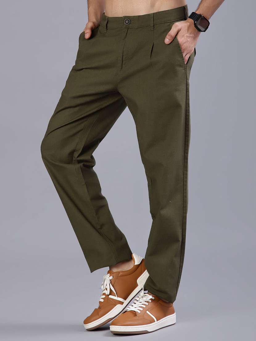 men solid mid rise casual chinos - 21919751 - Standard Image - 1