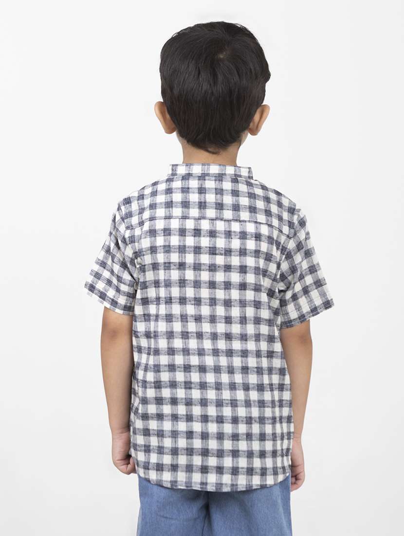 boys checkered mandarin neck short sleeves shirt - 21919840 -  Standard Image - 4