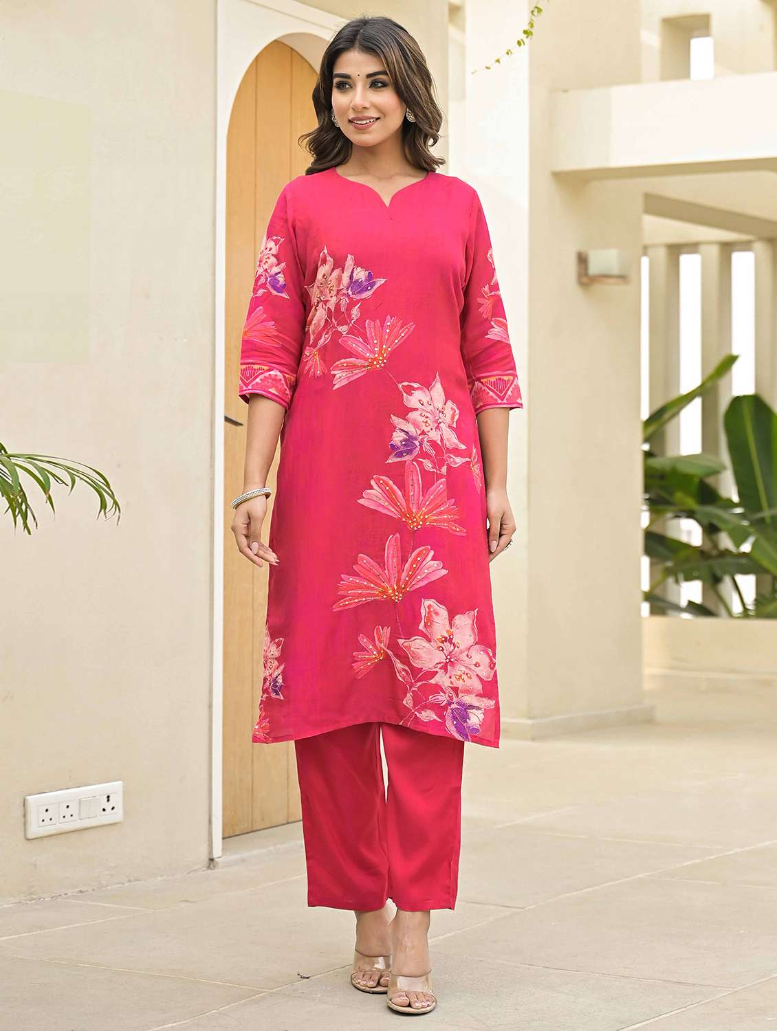 women three quarter sleeve kurta pant with dupatta set - 21919860 -  Standard Image - 1