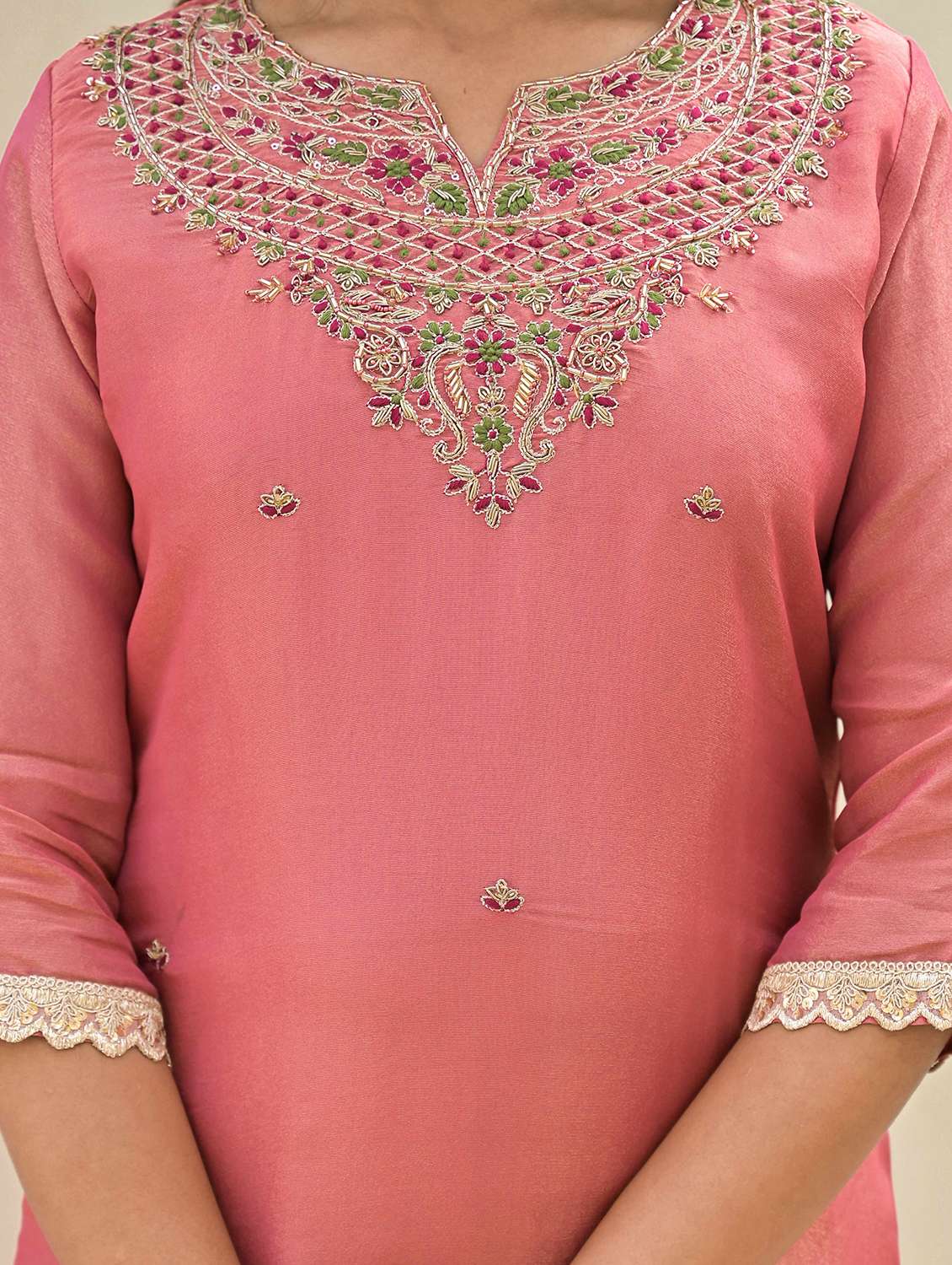 women three quarter sleeve kurta pant with dupatta set - 21919863 -  Standard Image - 4