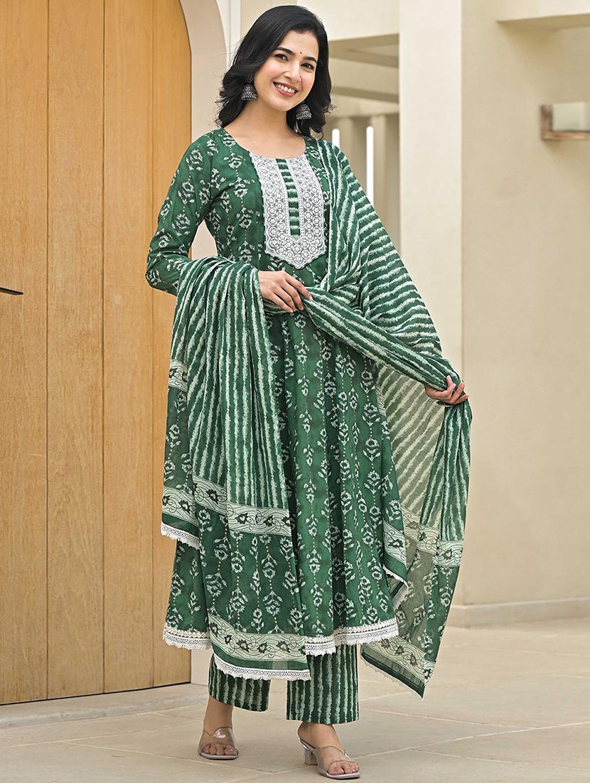women three quarter sleeve kurta pant with dupatta set - 21919875 - Standard Image - 1