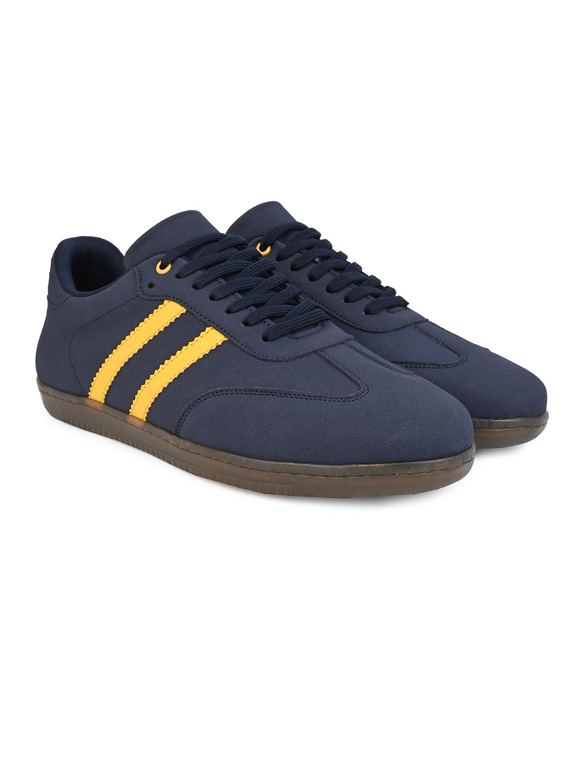 men navy blue solid lace up sneaker - 21919911 - Standard Image - 1