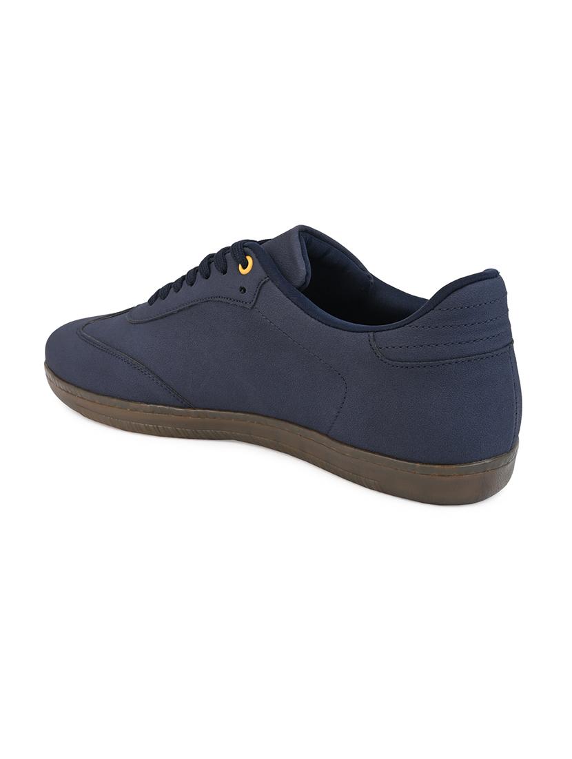 men navy blue solid lace up sneaker - 21919911 - Standard Image - 4
