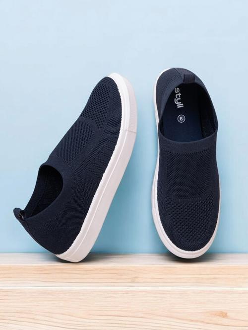 men navy blue solid slip on shoe - 21919917 - Standard Image - 0