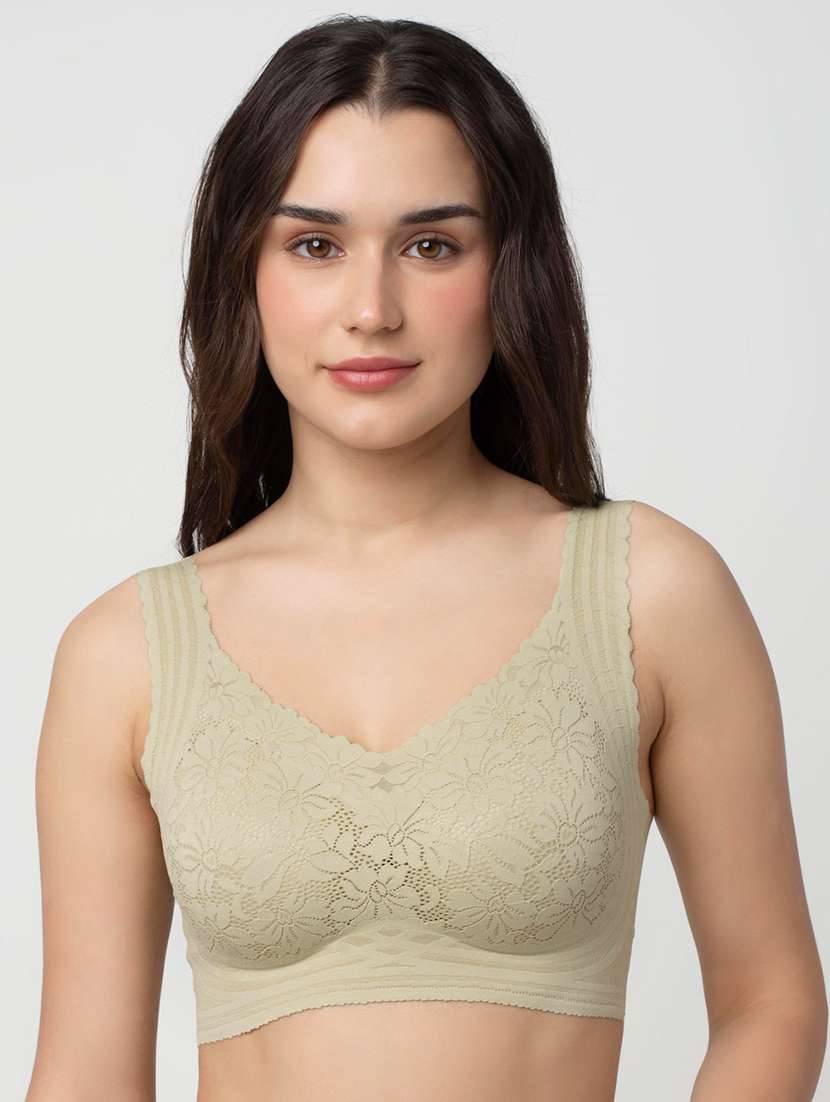 women lightly padded lace bralette