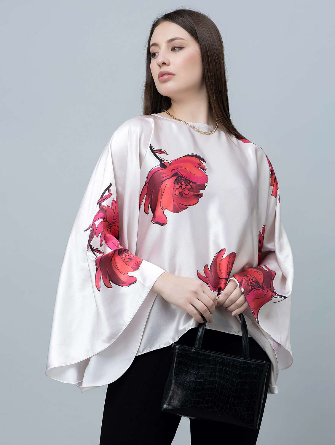 women floral printed kimono sleeves kaftan top - 21920155 -  Standard Image - 1