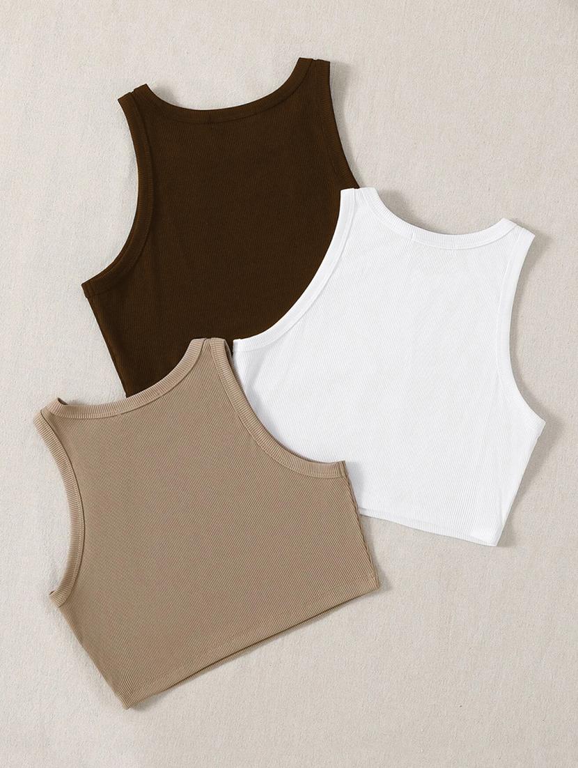 women pack of 3 solid sleeveless tank top - 21920191 - Standard Image - 1