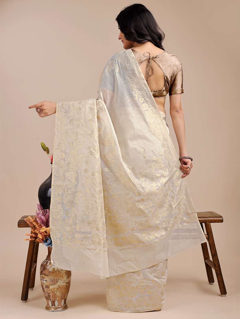 women self design chanderi saree with blouse - 21920368 -  Standard Image - 1