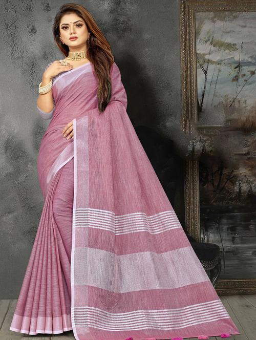 women solid with bordered saree with blouse - 21920375 -  Standard Image - 0