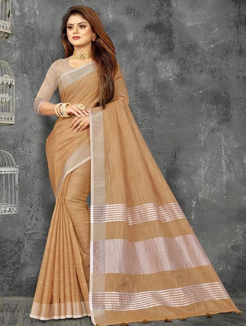 women solid with bordered saree with blouse - 21920378 - Standard Image - 0