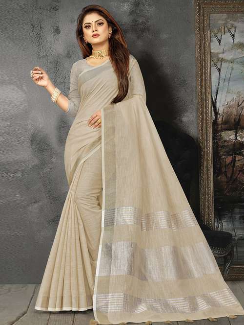 women solid with bordered saree with blouse - 21920382 - Standard Image - 0