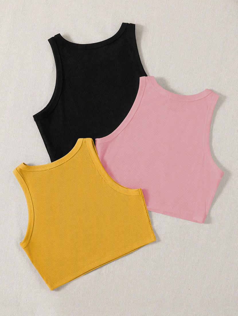 women pack of 3 solid sleeveless tank top - 21920412 - Standard Image - 1