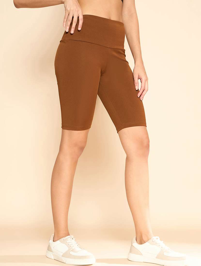 women solid high rise cycling shorts - 21920526 -  Standard Image - 1