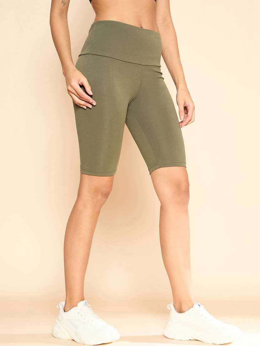 women solid high rise cycling shorts - 21920529 -  Standard Image - 1