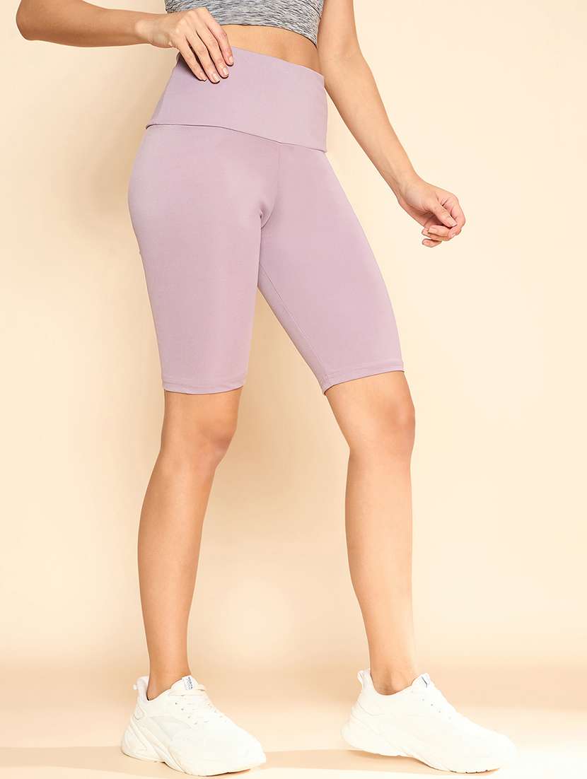 women solid high rise cycling shorts - 21920530 -  Standard Image - 1